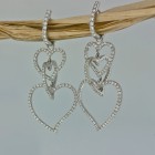 3 Tier Heart Diamond Drop Earrings 2.02Cts tw
